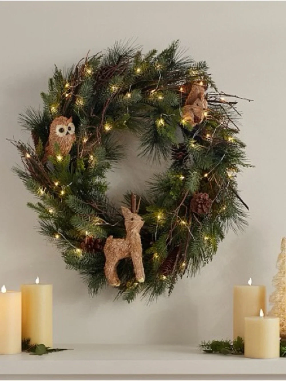 Pottery Barn Woodland Critter Lit Wreath BNIB